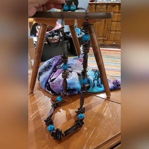 Paparazzi wood necklace and earrings set.